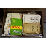 A box of mixed leaflets, instruction manuals, ephemera.