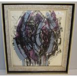 Judith Valentine (Local) watercolour, abstract, initialled lower right, framed, under glass 55cm x