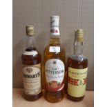 1 litre bottle Sir Pitterson double distilled blended Scotch Whisky, a 75cl bottle Stewarts