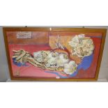 Judith Valentine (Local) pastel & ink 'Garlic' within a moulded light oak frame, under glass, 54cm x