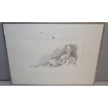 Judith Valentine (Local) pencil and watercolour wash, nude female reclining, unsigned, within card