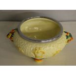 A Clarice Cliff for Newport Pottery 'Celtic Harvest' pattern salad bowl, with applied chromium