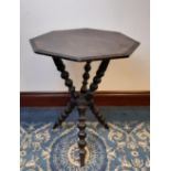 Victorian ebonised octagonal Gypsy table, 52cm wide x 66.5cm high
