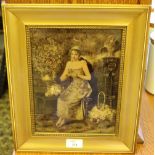 A Victorian chrystoleum, depicting a young seated lady in a interior setting, within a gilt swept