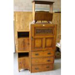 A part Victorian walnut wardrobe, 1950's magazine rack and two bedsides, marks and scratches to