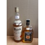 Old 75cl bottle Baird's blended Scotch Whisky, Italian import, and a 70cl bottle Highland Clan