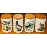 A group of four Portmerion storage cannisters 'Birds of Britain' by E Donovan/Susan Williams