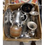 A box of mixed metalware