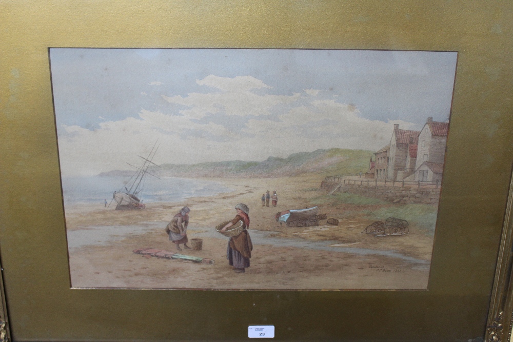 Edward C Booth (1821-1893) Watercolour - 'Sandsend’ signed and dated 1891 within a gilt card mount - Image 3 of 5