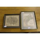 A 19th century map of Cumberland, 29cm x 36cm framed and a 19th century map of Norfolk, by Archer,