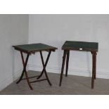 Two vintage folding baize topped card tables, used condition with marks etc.