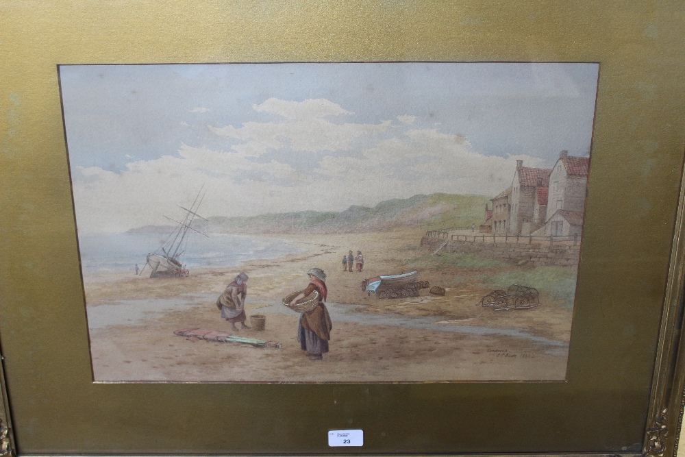 Edward C Booth (1821-1893) Watercolour - 'Sandsend’ signed and dated 1891 within a gilt card mount - Image 4 of 5