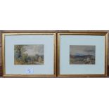 Two small 19th century watercolours, rural/local scenes with cattle, unsigned with indistinct