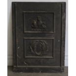 A cast-iron range panel Bowerbank Victoria Foundry Penrith, the panels cast with makers details,