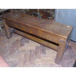 Reproduction oak bench, 91cm long. We are unable to do condition reports on our Interiors Sale