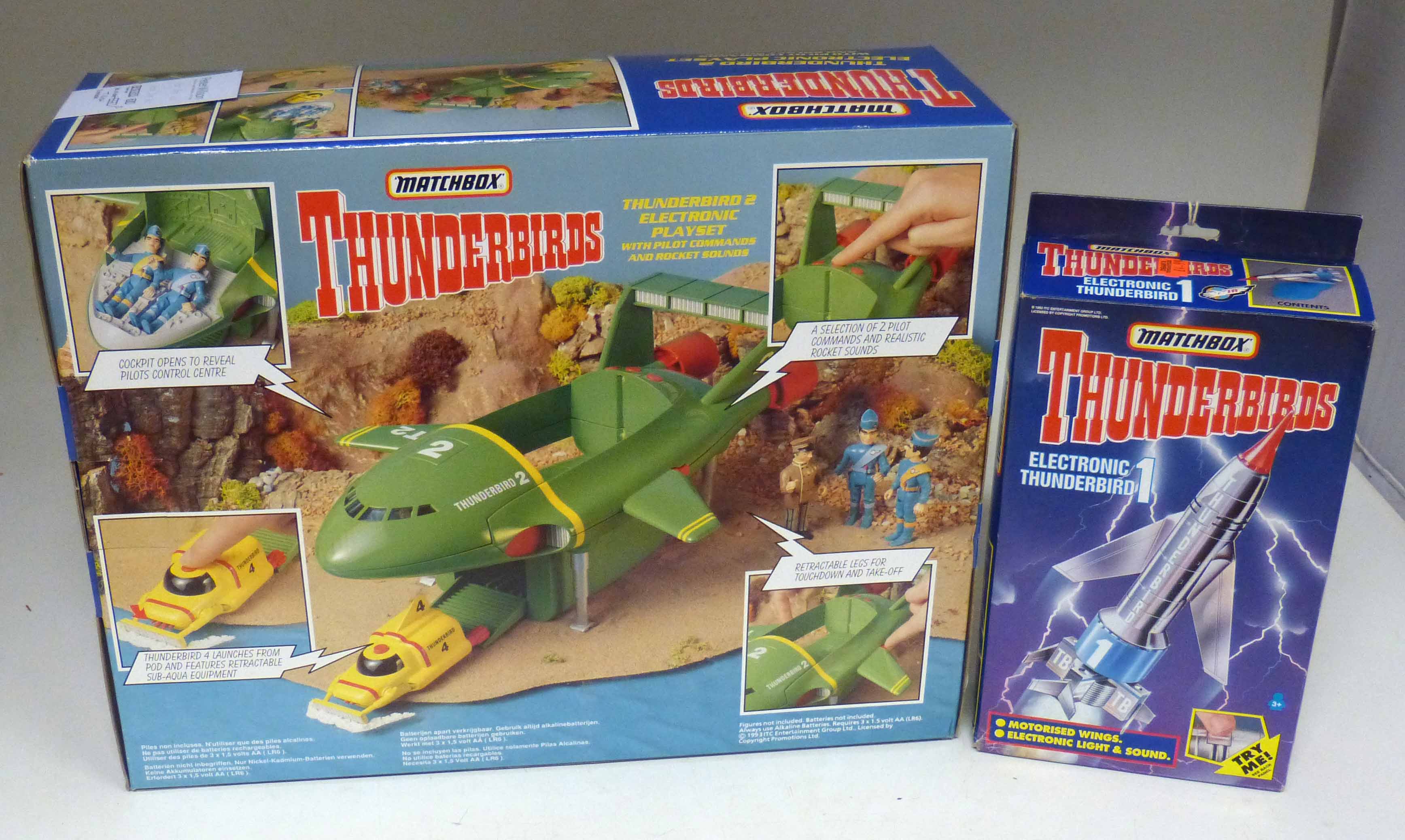 Boxed Matchbox Thunderbird 2 electronic play set, and electronic Thunderbird We are unable to do