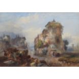 Yartland, 19th century, Continental village scene with figures, signed and dated 1887,