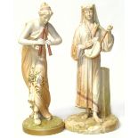 Two Royal Worcester Hadleys musicians We are unable to do condition reports on our Interiors Sale