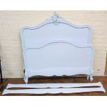 Blue painted French walnut bedstead 4'6". We are unable to do condition reports on our Interiors