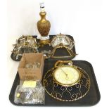 Paico wall clock, three chandelier stall wall light, table lamp We are unable to do condition