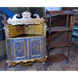 Victorian mahogany what-not also a carved oak corner cabinet We are unable to do condition reports