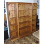 Open pine three sectional bookcase , 185cm wide and 191cm tall (centre section 96cm wide) We are