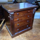 Victorian mahogany miniature wellington chest of five drawers. We are unable to do condition reports