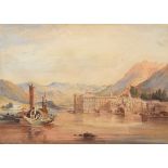 Selim Rothwell (1815-1881), Lake Maggiore, signed and dated 1858, watercolour, 31.5 x 44cm, 12.5 x