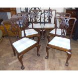 Set of six mahogany Chippendale style dining chairs. We are unable to do condition reports on our