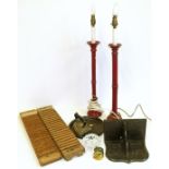 Twenty division cigar press, wall bracket, pair of table lamps etc. We are unable to do condition