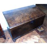 18th century oak table top bureau, 73cm wide. We are unable to do condition reports on our Interiors
