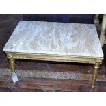 20th century Gesso and cane stool with modern marble top We are unable to do condition reports on