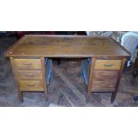 Early 20th century oak twin-pedestal desk We are unable to do condition reports on our Interiors