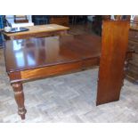 Victorian style mahogany pull out dining table on turned and fluted legs 180cm x 120cm with extra