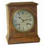 Edwardian mantle clock with oak case and two train movement We are unable to do condition reports on