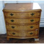 Reproduction walnut graduated chest of four drawers. We are unable to do condition reports on our