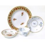 19th century Derby plate and three other 19th century pieces. We are unable to do condition