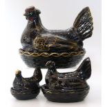 Three Royal Staffordshire hens We are unable to do condition reports on our Interiors Sale