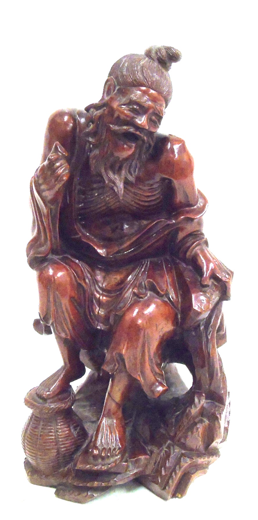 Chinese hardwood figure 33cm high We are unable to do condition reports on our Interiors Sale