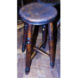 Victorian elm four legged stool We are unable to do condition reports on our Interiors Sale
