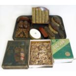 Small early 20th century book trough with cassells pocket dictionary and four other volumes, Chad