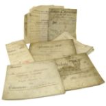 Quantity of parchment probate and wills documents, quantity share transfers and certificates. We are