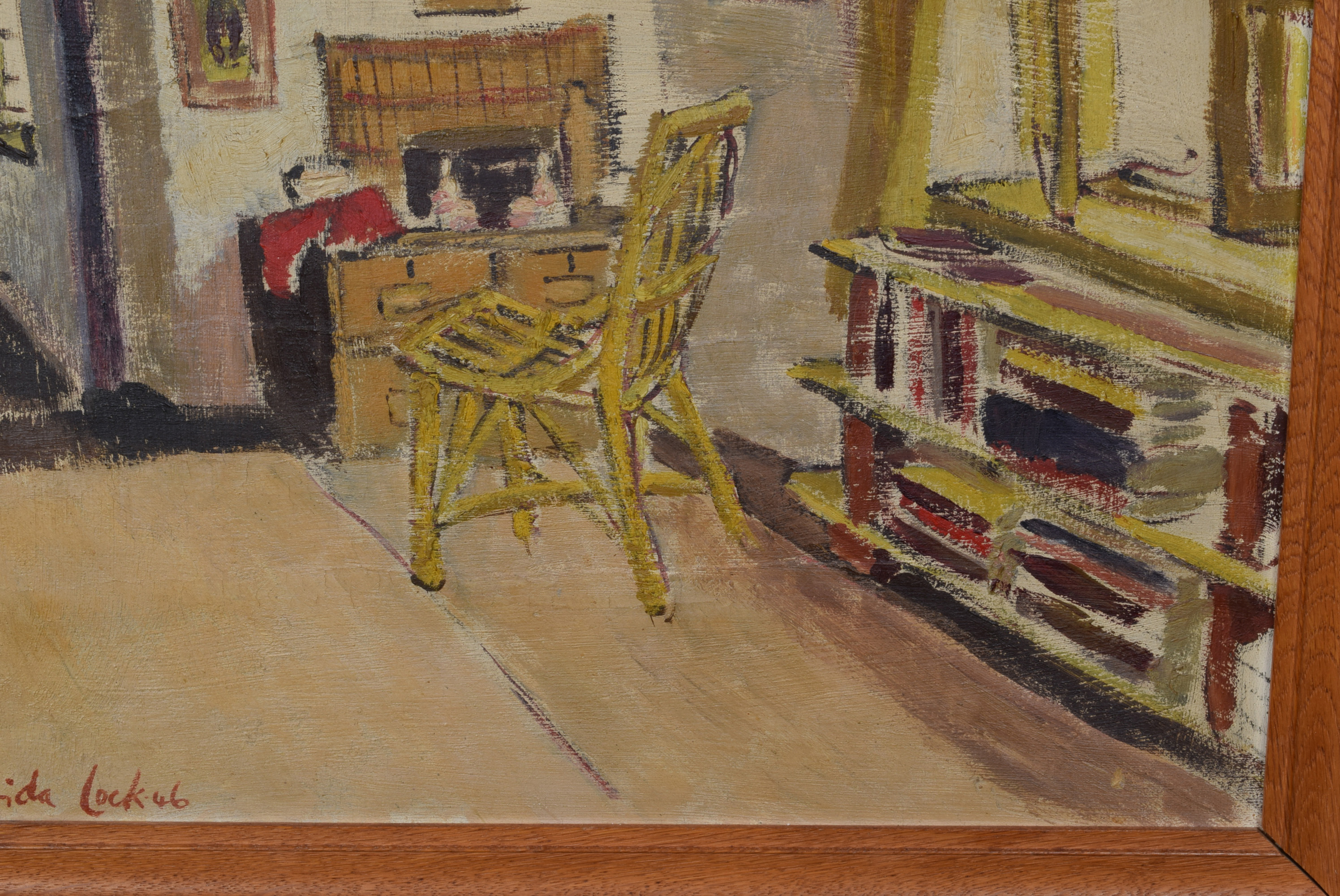 Freida Lock, Interior scene, oil. - Image 4 of 6