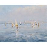 George Thompson, "Windsurfers, Marine Lake, West Kirby", oil.