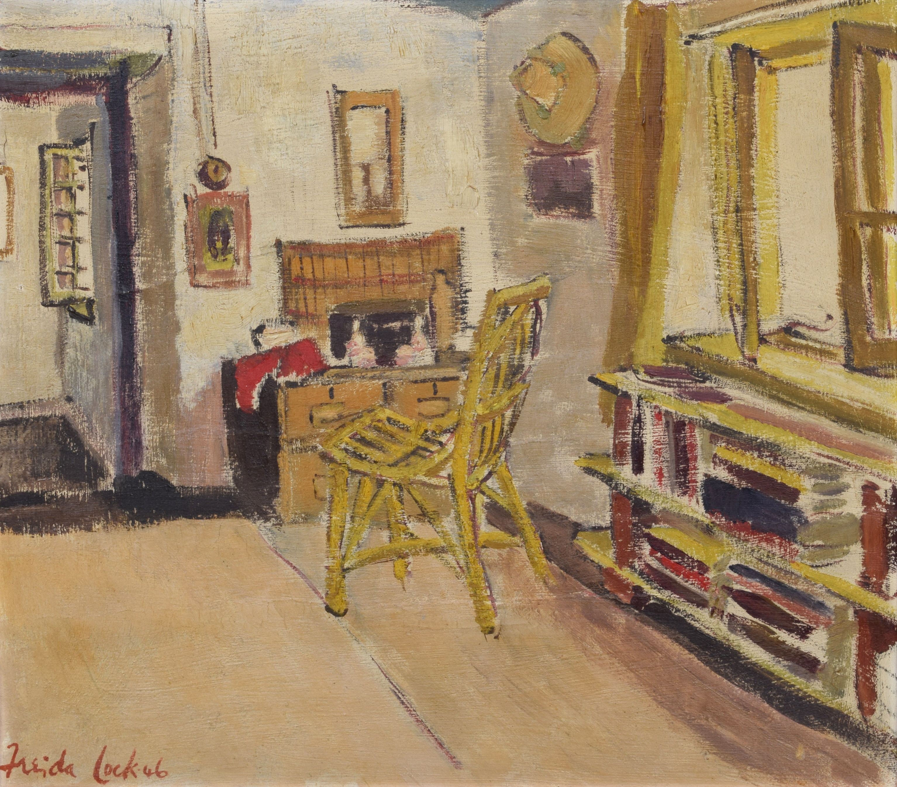 Freida Lock, Interior scene, oil.