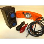 British orange operating supervisor's portable telephone and Siemens general electric railway signal