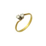 A diamond crossover ring, the brilliant cut diamond duo with scrolling shoulders, ring size W, gross