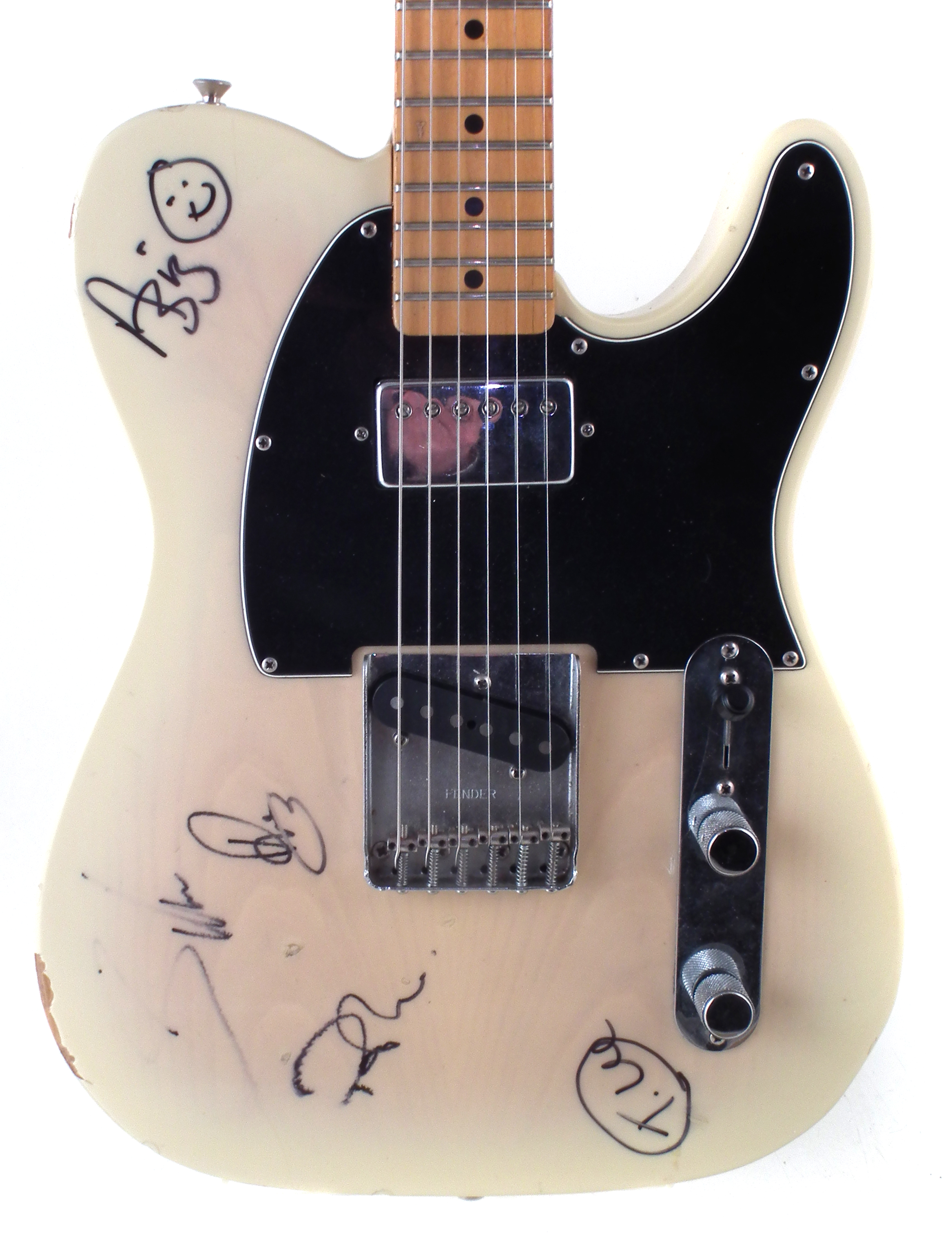 Fender telecaster signed by Aziz Ibrahim (Simply Red / Stone Roses) Patrick Eggle, Simon Mcbride,