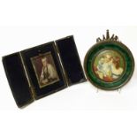 Two framed miniatures, one in leather case by Walter F.S. Hetherington, depicting Mrs. Emma Blunt,