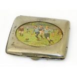 Silver plated Football cigarette case with celluloid panel Condition reports are not available for